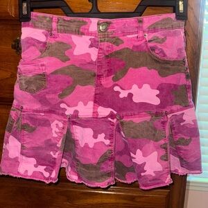 Vintage Pink and Brown Camo Pleated Mini Skort